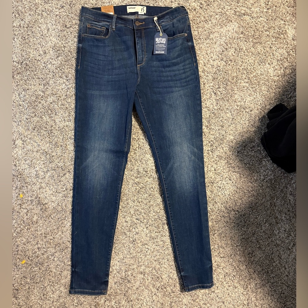 NWT Garage Dark Blue Skinny Jeans Size 15